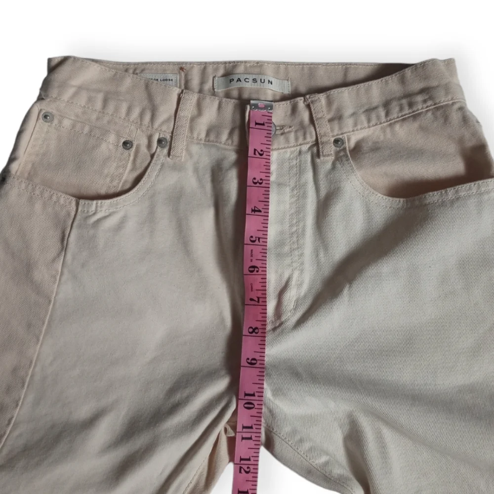 PACSUN VINTAGE LOOSE  WOMEN'S WHITE /TAN PATCH JEANS. SIZE 29 - Picture 7 of 13